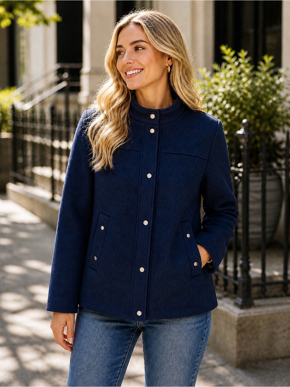 Zara Basic Navy‎ Textured Jacket